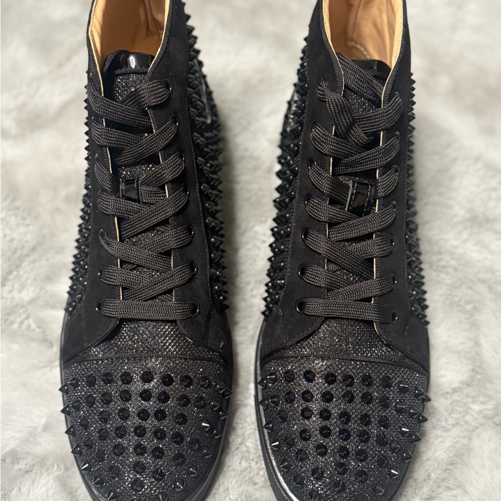 Christian Louboutin Black Spiked High-Top Boots